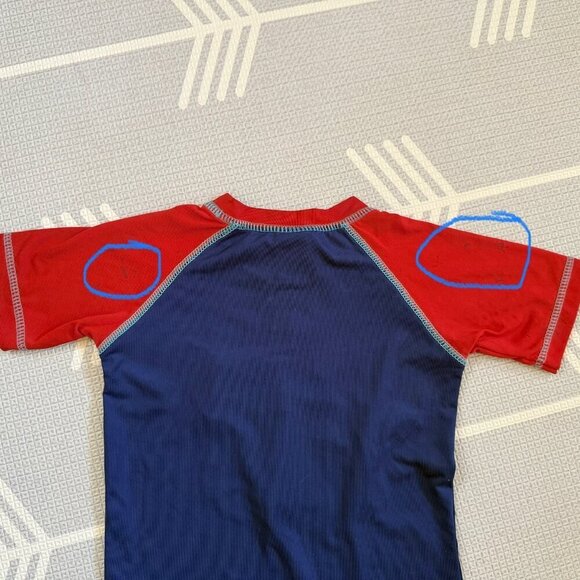 Quad Seven Rash Guard Swim Set Crab Print Red Blue SPF Protection Size 2T - Picture 5 of 5